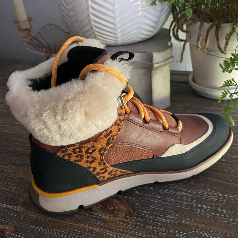 COLE HAAN 4.Zero Grand Lodge Leopard Lace-Up Waterproof‎ Leather Hiker Boots - Picture 8 of 11